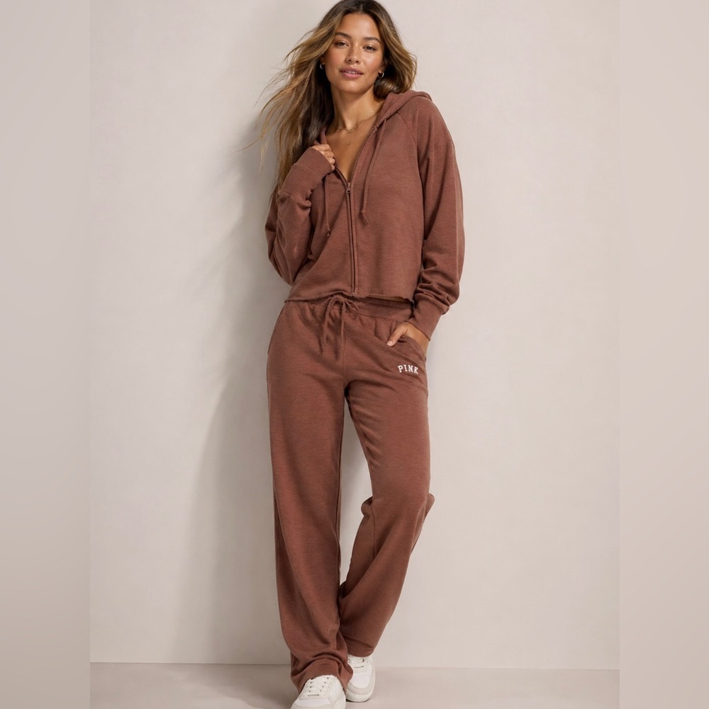 🎄Firm Price🎄PINK SUMMER LOUNGE COTTON ZIP-UP HOODIE